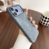 Casing HP Anti-Shock Kulit Retro Tekstur PC untuk iPhone 18 Promax 17 16 15 14 Plus Anti Sidik Jari Tipis