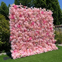 Panel Bunga Mawar Sutra 3D Pink Berkualitas Tinggi Buatan Sendiri untuk Latar Belakang Pernikahan, Dekorasi Pesta, Acara Perusahaan