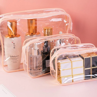 Étui cosmétique en PVC, matériau durable, fermeture éclair portable, résistant à l'eau, étui de voyage pour le rangement des articles de toilette, logo personnalisé