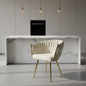 Sedia Imbottita <span class=keywords><strong>in</strong></span> Velluto con Gambe <span class=keywords><strong>in</strong></span> Metallo Verniciato a Polvere, Design Minimalista per Sala da Pranzo e Trucco - Product Image 2