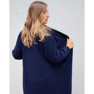 Manteau en laine mérinos vintage pour femme, pull à col à capuche à simple boutonnage, longueur longue, décontracté, taille XL, imprimé pour l'hiver et l'été - Product Image 2