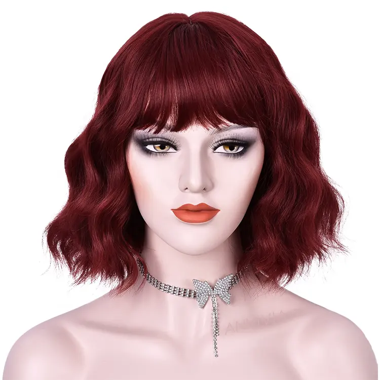 Custom Color Bob Wigs kinky loose deep short baby ombre wigs natural long hair wavy with headband for woman's bob curly wig