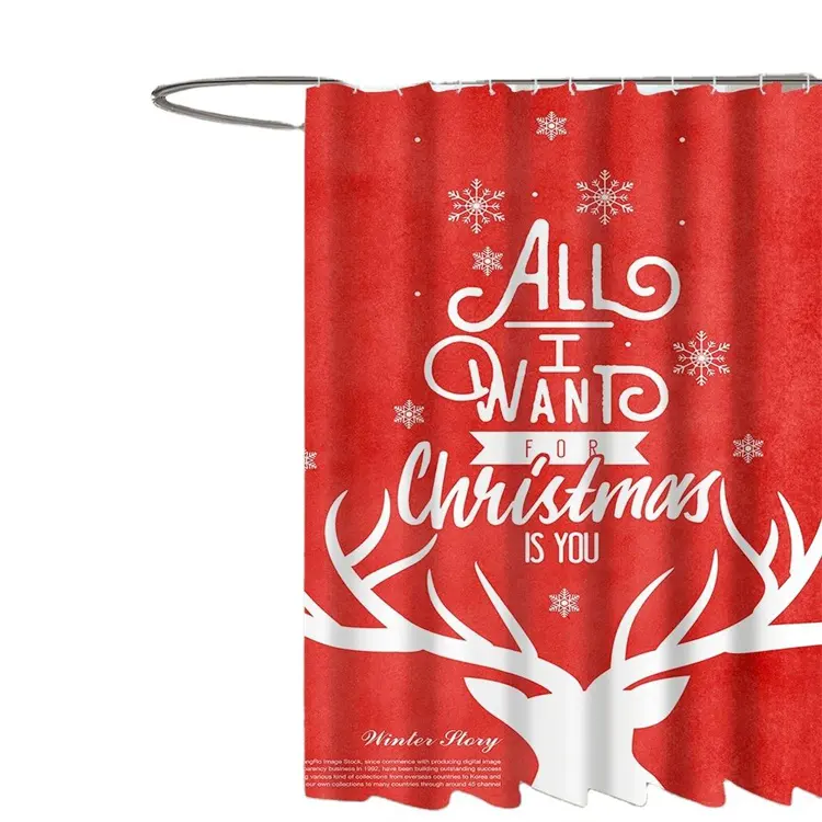 New Year Bath Curtain Waterproof Professional Snowman Printed Christmas Shower Curtain for Bathroom