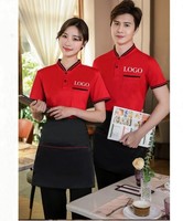 Stock rapide mode respirant 100% Polyester hôtel Restaurant boulangerie café serveur serveuse uniforme t-shirts