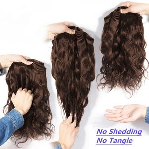 Ofertas de Paquetes de Cabello Humano Marrón 16A, Paquetes de Cabello Humano Ondulado sin Procesar 100% Indio para Coser en Color # 4 Extensiones de Cabello con Doble Trama - Product Image 4