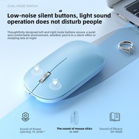 Mouse optik 5.0 mode ganda senyap, Mouse optik tipe-c isi daya 4 tombol multiwarna 1600DPI, Mouse nirkabel