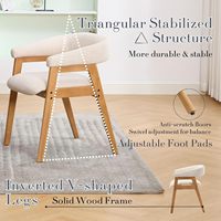 Chaises de salle à manger en tissu d'ameublement en lin crème moderne avec pieds en bois élégants pour la cuisine ou l'hôtel