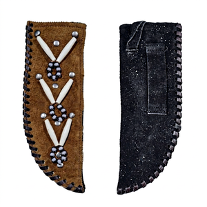 Funda para Cuchillo Hecha a Mano con Cuentas, Estilo Tribal, de Cuero Genuino de Primera Calidad, Decorativa, para Uso en Exteriores - Product Image 1