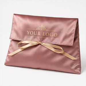 Pochette anti-poussière en satin sur mesure, réutilisable, durable et résistante, avec nœud en ruban, pour emballage cadeau haut de gamme dans un sac en papier - Product Image 1