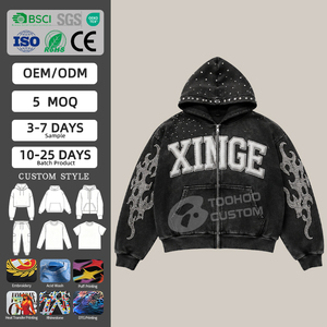 Custom 500gsm Heavyweight Hoodie <b>Men's</b> Streetwear Oversized Boxy Fit Vintage Acid Wash 100% Cotton French Terry <b>Pullover</b> Jumper - Product Image 1