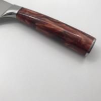 Couteau Santoku en acier inoxydable avec manche en résine de 8 pouces, motif Damas gravé au laser