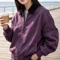 Blouson bomber homme coupe-vent avec fermeture éclair enduite, style vintage, grande taille