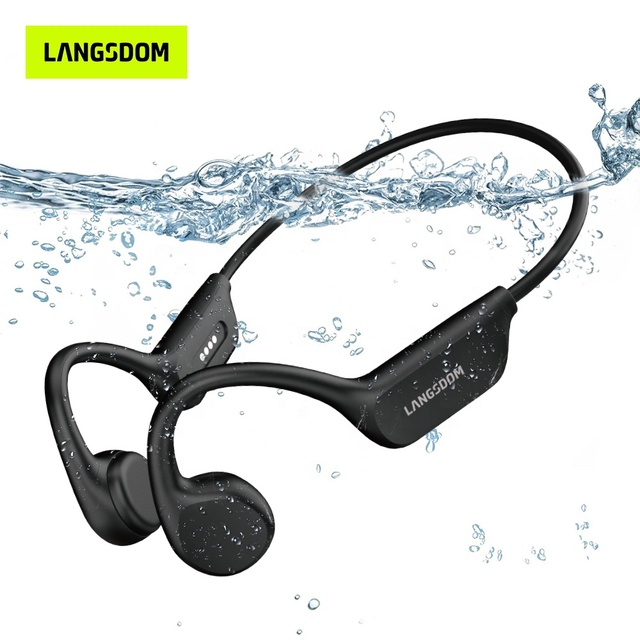 Langsdom New Product IPX8 Swimming Headphones Wireless Bluetooth Earphone Bone Conduction Headset With 32G TF Card for Sport