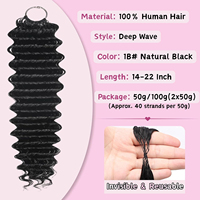 Rambut Manusia Vietnam 100% Virgin Berkualitas Tinggi Grade 12A Keriting Dalam # Ekstensi Rambut Crochet Hitam Alami 1B