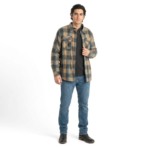 Camisas de Franela a Cuadros Personalizadas de Manga Larga con Forro Cálido para Hombre - Product Image 1