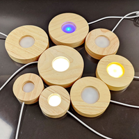 3d led cristal globe verre led lampe base en bois support veilleuse support pour laser gravé boule de cristal