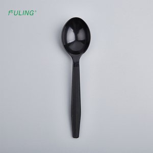 Fuling 7 Inch Heavy Weight Black <strong>Clear</strong> <strong>PS</strong> Plastic Fork Spoon and Knife <strong>Cutlery</strong>