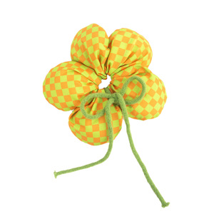 Grande élastique à cheveux en tissu à carreaux 3D avec fleur pour queue de cheval ou chignon, accessoire décontracté 25x6cm - Product Image 5