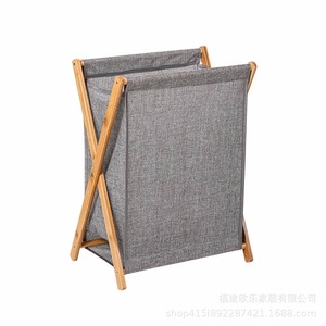 In-stock bamboo laundry <b>basket</b>, <b>foldable</b> laundry <b>basket</b>, X-shaped bamboo Oxford cloth storage rack, cross-border hot selling. - Product Image 5