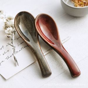 Cuchara de Porcelana Estilo Japonés Retro de 14 cm, Cuchara Creativa para Sopa, Guiso y Postre para el Hogar y Restaurantes - Product Image 4