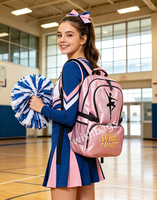 Tas Ransel Cheer Sublimasi Logo Kustom Berkilau Tahan Air, Tas Berkilauan untuk Studio Tari & Klub Senam, Tim Cheer Pelajar