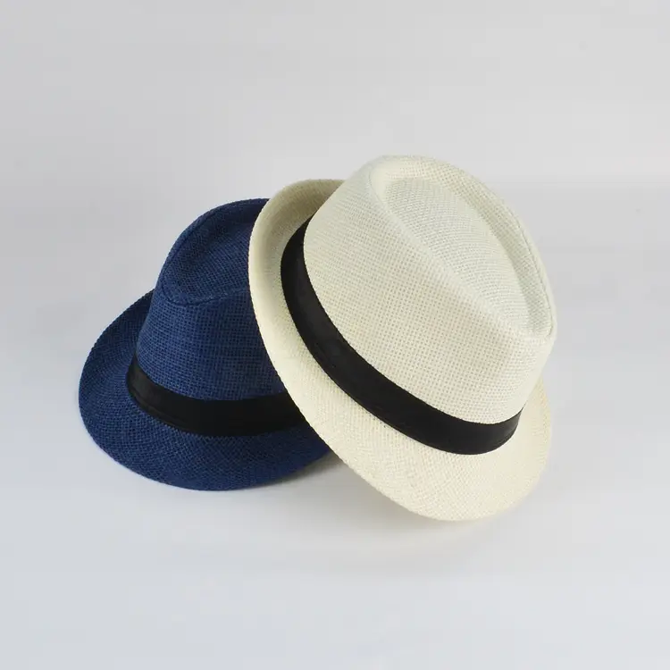 Chapéu de palha liso, chapéu de fedora para homens, vida diária, opp, preto, para o verão