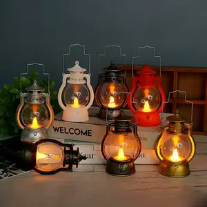 Küçük cadılar bayramı paskalya abajur taşınabilir asılı gece kamp lambası ev partisi Bar Led mum ışığı plastik Retro fener