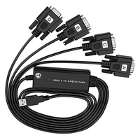 Cable Serial USB 2.0 RS232 a 4 Puertos Seriales DB9 con Núcleo de Cobre Universal de Una a Cuatro Salidas COM con Chip FTDI