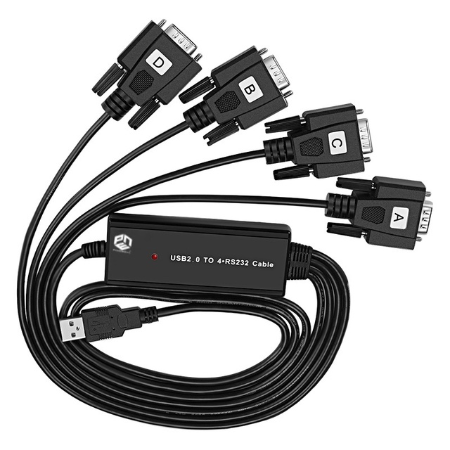 FTDI CHIP USB 2.0 RS232 to 4 Serial Port DB9 Copper Core Universal One-to-Four COM Serial Cable