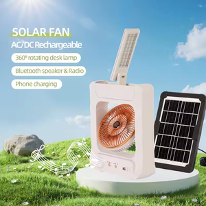 Ventilador Eléctrico Solar de 6 Pulgadas con Lámpara de Escritorio AC/DC para Hogar, Oficina y Exteriores, Tres Velocidades, Material Plástico, Recargable - Product Image 1
