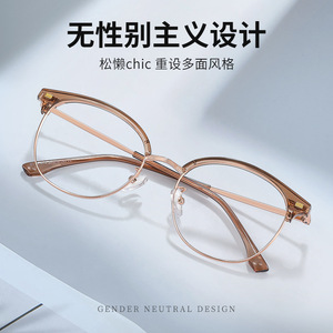 Montures de lunettes demi-cerclées Danyang 8049 pour hommes, verres PC de taille moyenne, couleur or, design rétro - Product Image 4