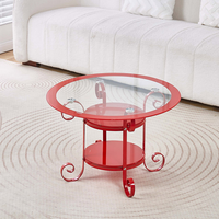 Table basse à cinq anneaux en verre trempé, table basse moderne simple ovale