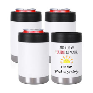 12oz Double-Walled Stainless Steel Beer Can <b>Cooler</b> Portable Vacuum Insulated <b>Bottle</b> <b>Cooler</b> Lid Sustainable Metal PP Wine Food - Product Image 1