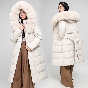 Hiver Grand Col Fourrure <span class=keywords><strong>Capuche</strong></span> Coton Rembourré Longue <span class=keywords><strong>Parka</strong></span> de Neige Femmes Veste en Duvet Manteau Loose Col Fourrure Dames Vêtements d'extérieur coupe-vent - Product Image 2