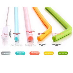 Factory Spot <b>Silicone</b> Straw Beverage Curved Set Children's Soft Pearl Milk Tea Environmentally Friendly Reusable - Product Image 4