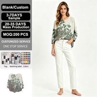 Pulls en tricot décontractés à col rond et manches trois quarts pour femmes, avec motifs abstraits artistiques, vente en gros sur mesure
