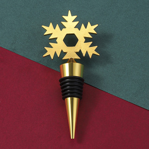 Christmas <b>Wine</b> Bottle Stopper Zinc Alloy Gold Snowflake Design For Holiday Decor - Product Image 3