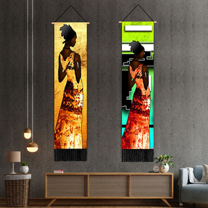 African Lady Dancers Body Silhouettes Motion Pose Personnages Exotiques Thème Tapisserie Tenture Murale pour Chambre à Coucher - Product Image 1