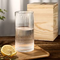 Verre à boire cannelé en verre nervuré de 12 oz pour jus