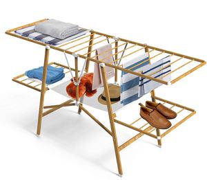 डीलक्स 3-परत लांदरी लकड़ी के रूप में प्रसारण स्टेशन फोल्डेबल कपड़े सुखाने रैक रैक - Product Image 1