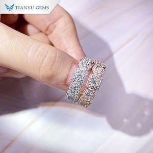 แหวนเงินแท้ Tianyu S925 ประดับโมอิสซาไนต์ 1 กะรัต - ชุบแพลตตินัมและโรสโกลด์ สไตล์ Eternal Cluster เหมาะสำหรับเป็นของขวัญหมั้น - Product Image 1