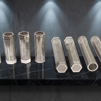Ahumador de Tubo Redondo de Acero Inoxidable de 12 Pulgadas para Ahumado en Frío y Caliente con Leña, Accesorio para Parrilla de Barbacoa y Cocina al Aire Libre