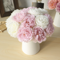Buket Bunga Peony Kain Buatan Vintage untuk Dekorasi Rumah dan Pernikahan