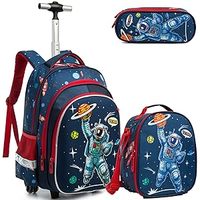 Ensemble de 3 pièces de sac à dos à roulettes pour l'école et le voyage avec sac à lunch et porte-crayon Sac à dos à roulettes licorne Sac d'école
