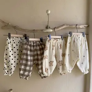 Newborn Spring Summer Baby Boys Girls Pants&shorts Organic Cotton Printed Casual Sweat Pants Soft Cute Boys Girls Pants&trousers