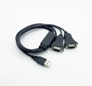 厂家直销高品质USB AM转2Port DB9串行转换器RS232电缆