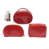 Étui à cosmétiques en cuir PU verni pochette organisateur maquillage trousses de toilette étanche grande capacité et Offre Spéciale