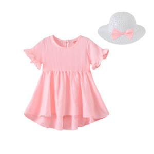 Vestido Casual de Verano para Niñas, Vestido de Manga Corta, Vestido Tipo Camiseta para Niñas, Vestido de Color Sólido con Corte Asimétrico para Bebés - Product Image 5