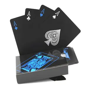 Waterdichte Zwarte Plastic Familie Party Poker Bordspel Kaarten Pvc Materiaal Speelkaarten Solitaire