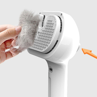 Peigne à vapeur d'eau autonettoyant pour animaux de compagnie à une touche d'épilation Brosse à vapeur pour chat blanc à long manche rechargeable